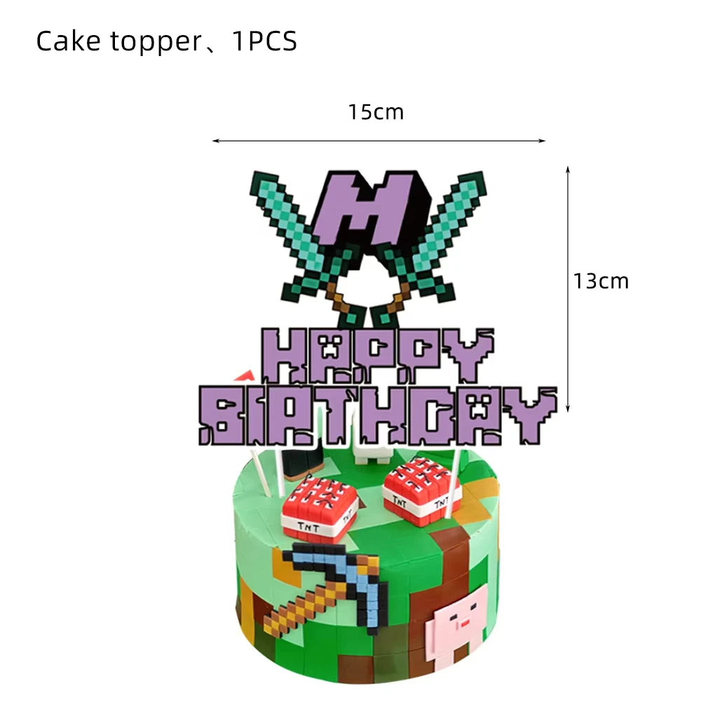 Pixel Game Party Supplies - Disposable Tableware &amp; Decor