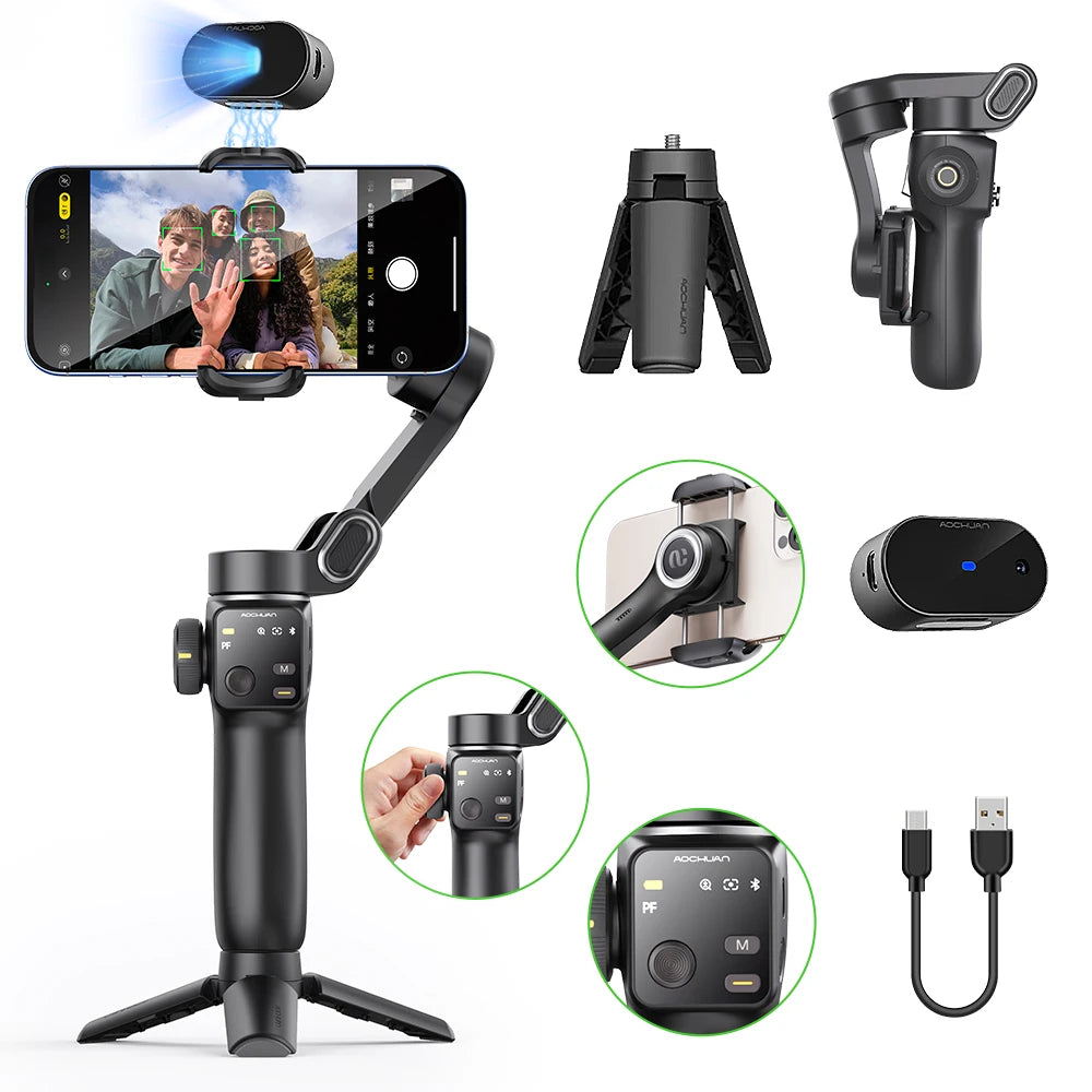 AOCHUAN Handheld Gimbal Stabilizer &ndash; Smooth Face Tracking for Perfect Selfies
