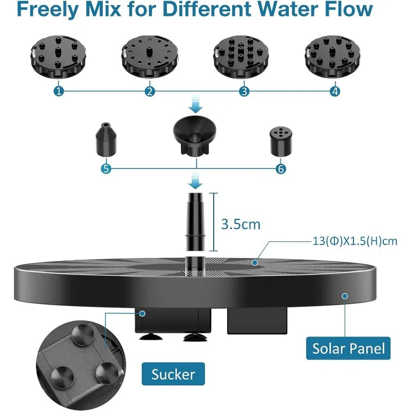 3.5W Solar Fountain Disk 6 Nozzle &ndash; Efficient Solar Panel