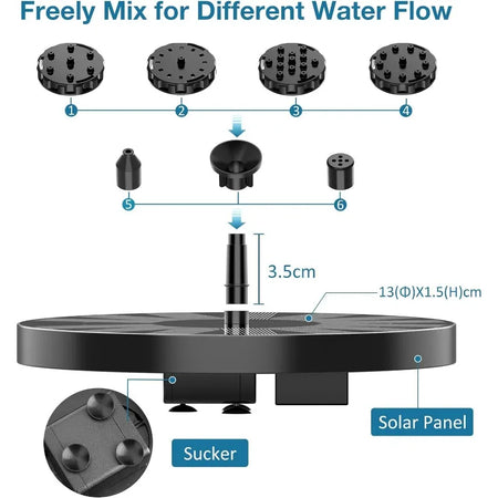 3.5W Solar Fountain Disk 6 Nozzle &ndash; Efficient Solar Panel