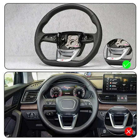 Steering Wheel Bottom Logo Frame Suitable For Audi Q5L, Q7, Q8, Original Silver, Modified Black, Car Accessories by InterCyprus Trading Ltd