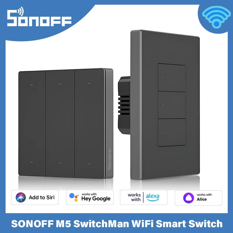 SONOFF M5 WiFi Smart Switch for Smart Homes, 1/2/3 Gang Control
