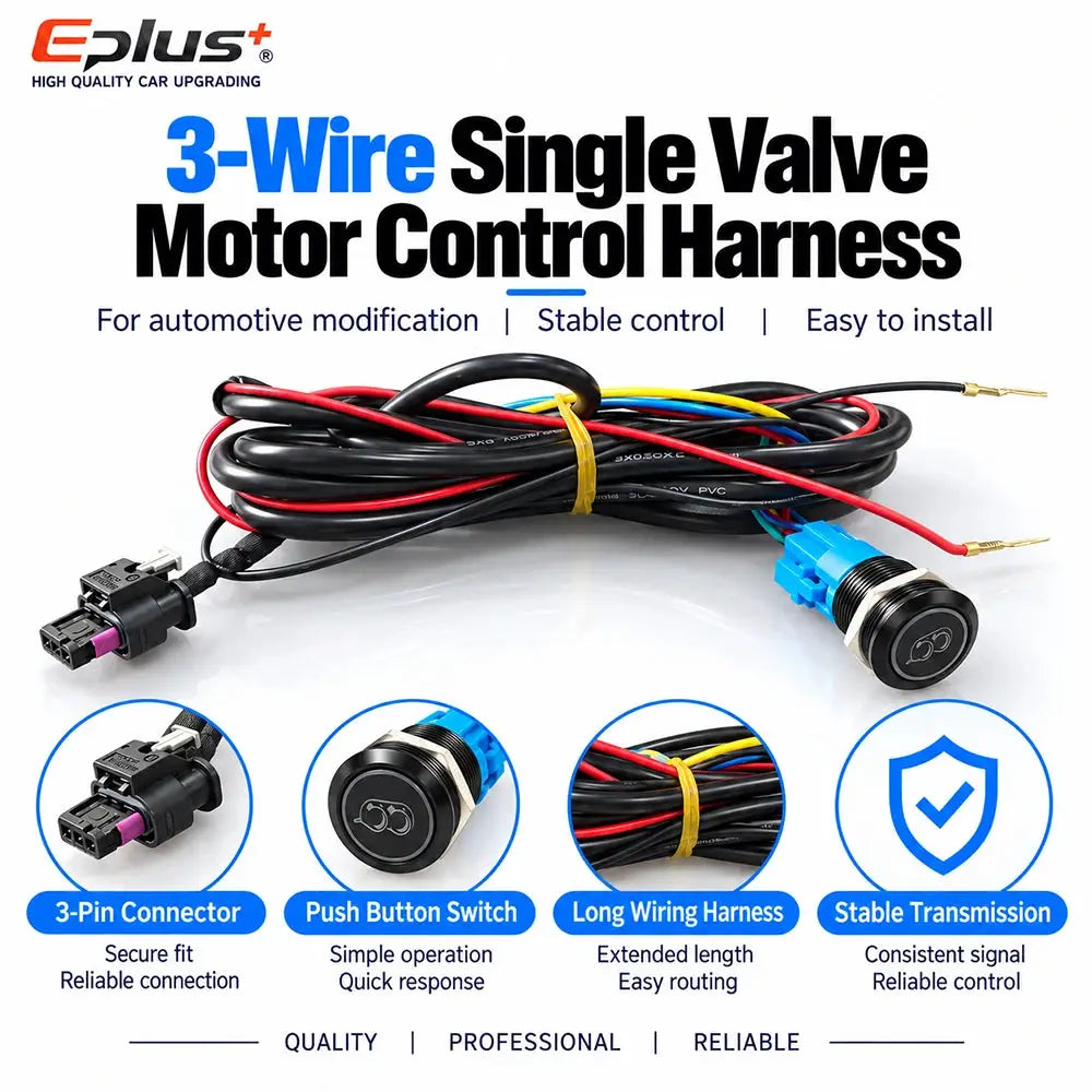 EPLUS Universal with Button Switch Stainless Steel Electric Exhaust Valve Kit Car Exhaust Pipe Electronic Muffler Valve by InterCyprus Trading Ltd
