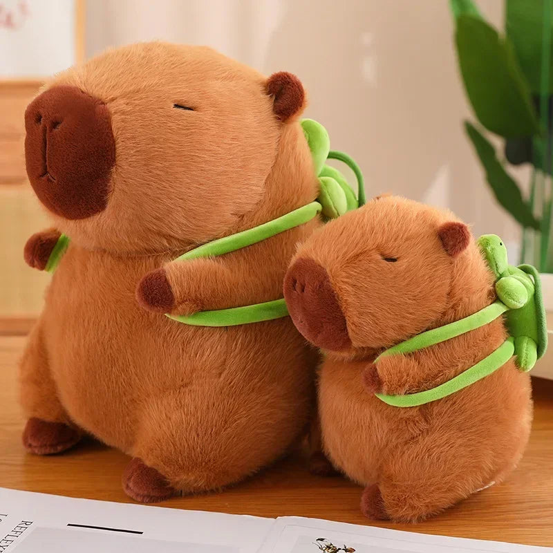 Capybara Plush Toy with Turtle Backpack