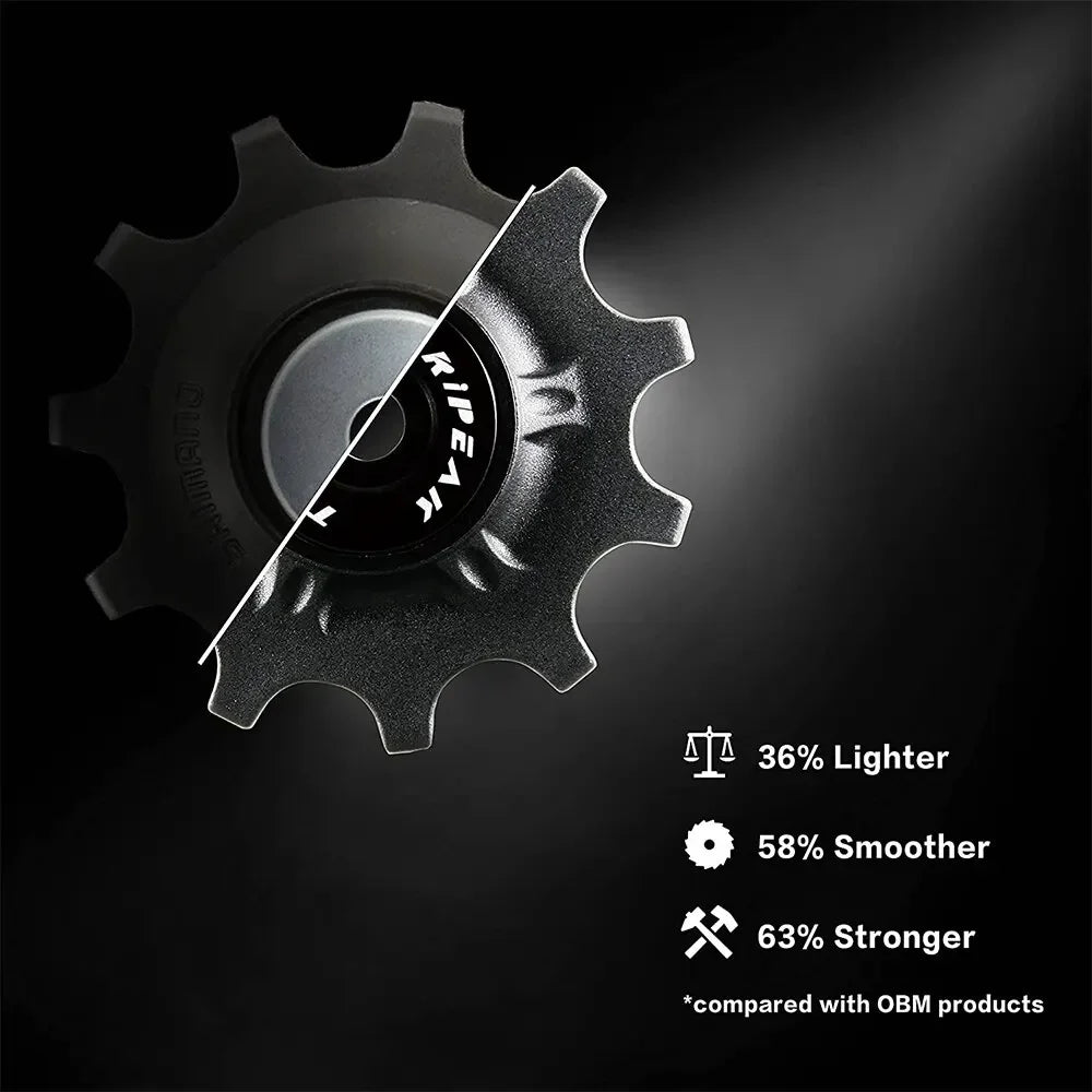 TRiPEAK 12T+12T Oversized Ceramic Steel Bearing Jockey Wheel Pulley Set &ndash; Durable High-Speed Performance for 10/11 Speed Gravel Rear Derailleur