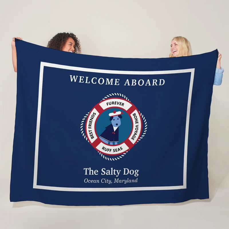 Custom Boat Name Blanket - Personalized Nautical Decor Gift LK240731000020 / 75x100cm