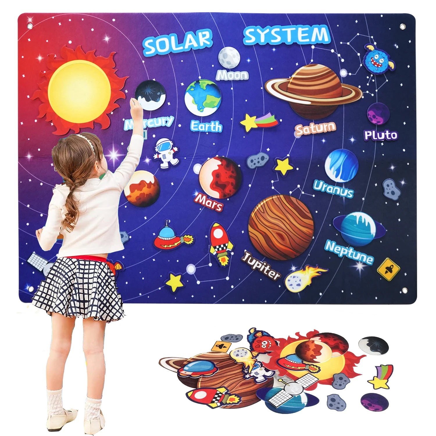 41PCS Space Felt Story Board Set &ndash; Hangable Solar System Kit