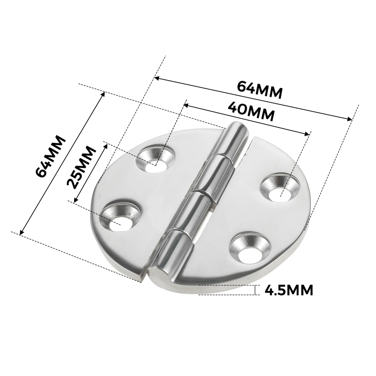 Heavy Duty 316 Stainless Steel Marine Boat Hinges - 2Pcs, 64mm
