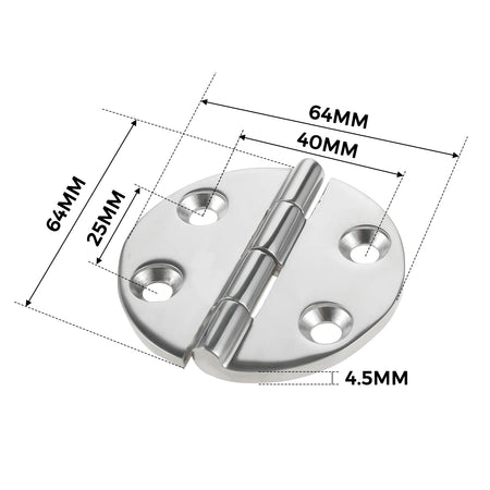 Heavy Duty 316 Stainless Steel Marine Boat Hinges - 2Pcs, 64mm