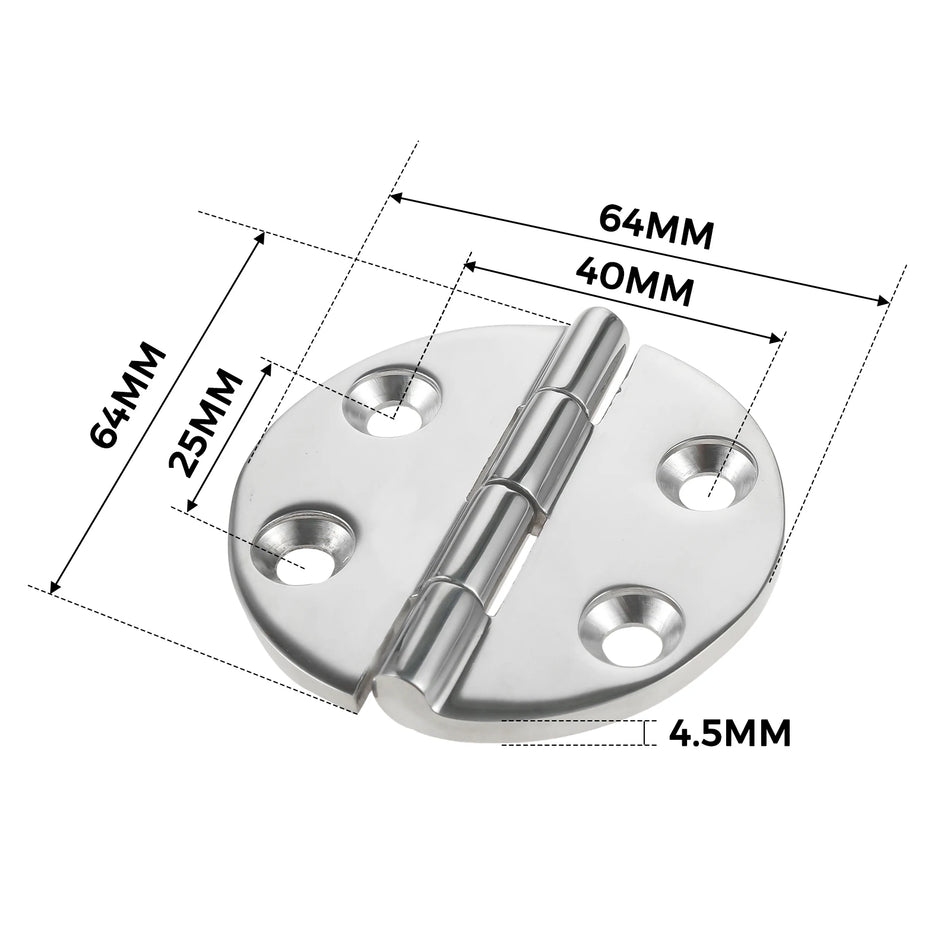 Heavy Duty 316 Stainless Steel Marine Boat Hinges - 2Pcs, 64mm