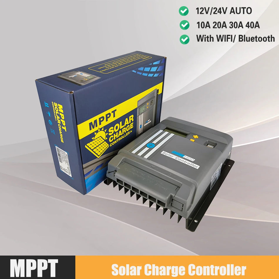 10A MPPT Solar Charge Controller LCD LiFePo4 WiFi USB 12V