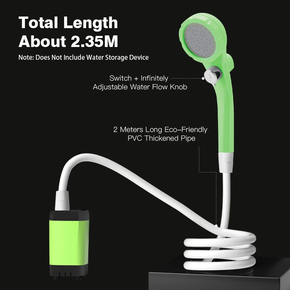 Portable Camping Shower Pump with Intelligent Digital Display and 6000mAh Battery
