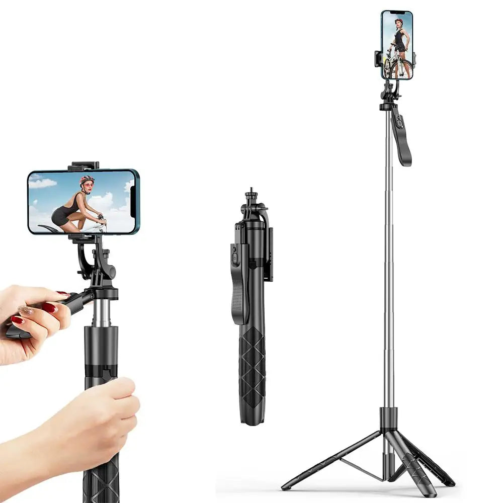 CrownQu Wireless Selfie Stick &ndash; Super Long 1.8m Extendable Tripod black