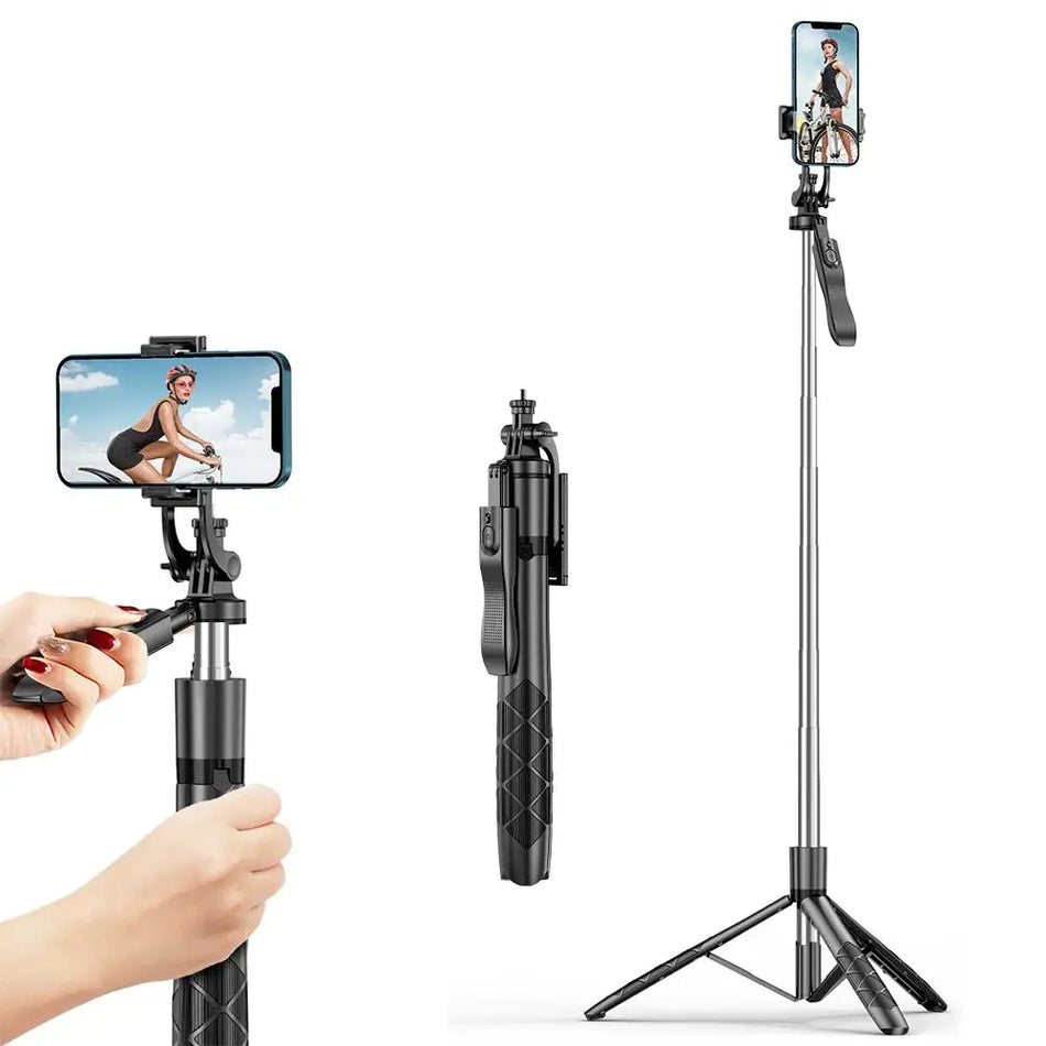 CrownQu Wireless Selfie Stick &ndash; Super Long 1.8m Extendable Tripod black
