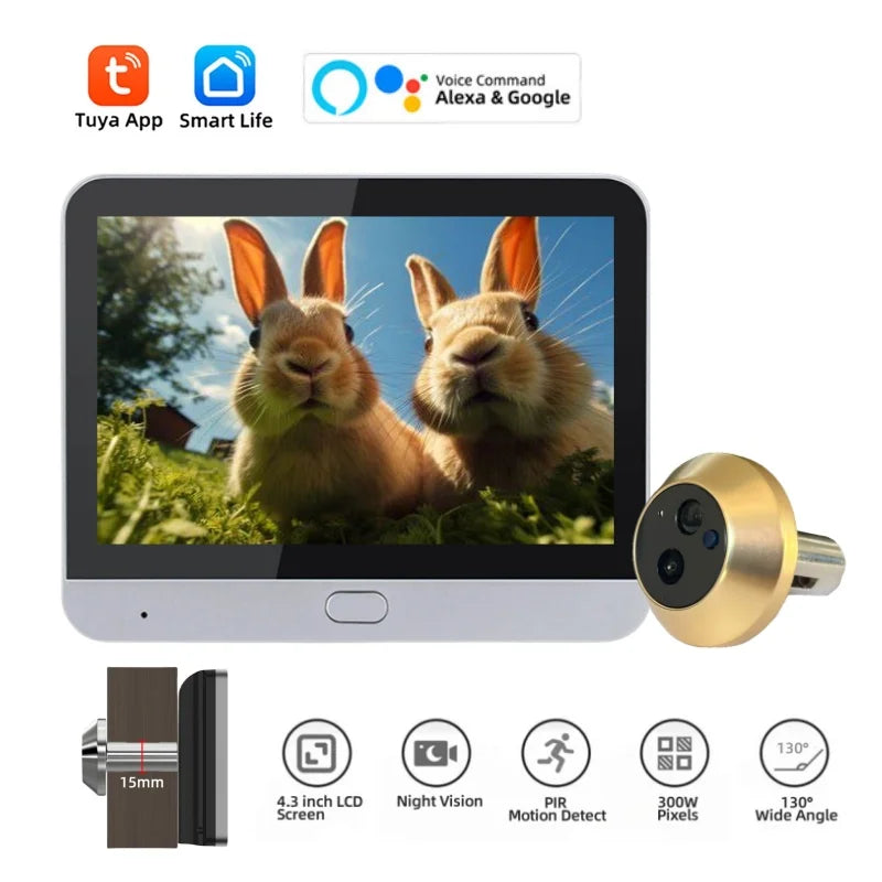 Smart Life Peephole Camera &ndash; 3MP Night Vision Security Viewer