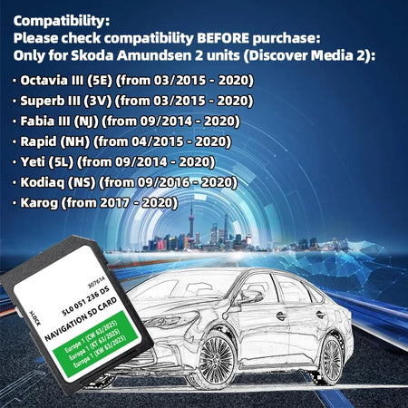 Skoda Amundsen 2 SD Card 32GB Europe UK &ndash; Europe Maps 2025