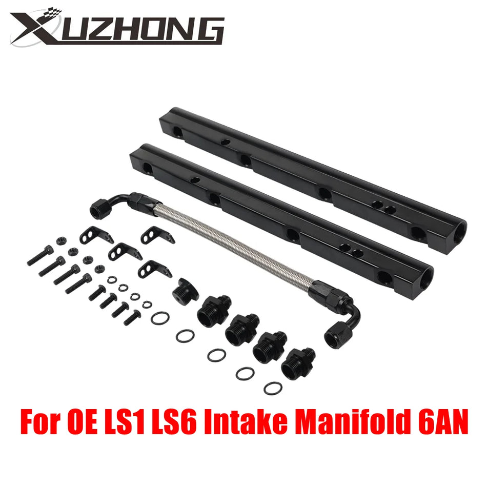 Kit de rampe de carburant GM LS1 LS6 en aluminium noir 6AN avec matériel