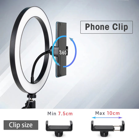 Professional Tripod with LED Ring Light for Phone and Camera