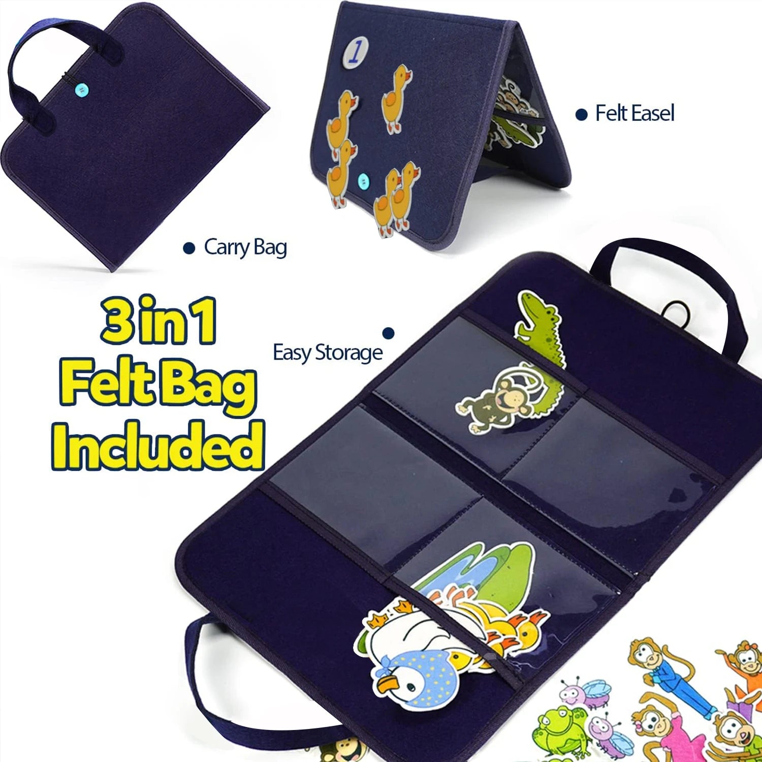 Montessori Animal Felt Board &ndash; 4-in-1 Travel Story Kit