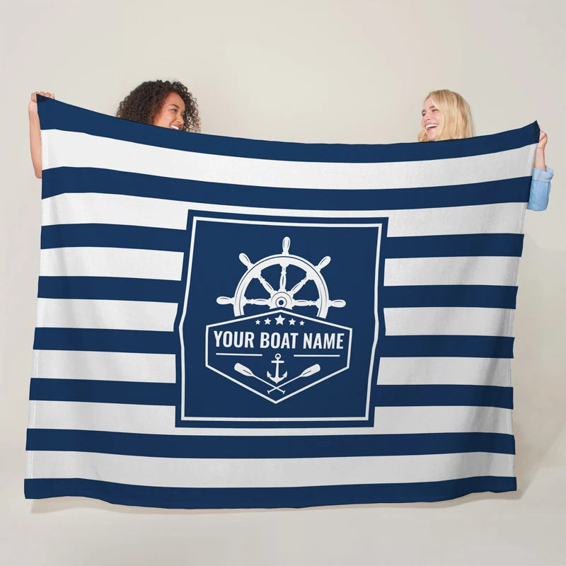 Custom Boat Name Blanket - Personalized Nautical Decor Gift