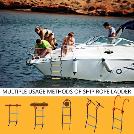 5-Step Boat Yacht Ladder - Durable Rope Ladder for Kayaks, Motorboats &amp; Canoes