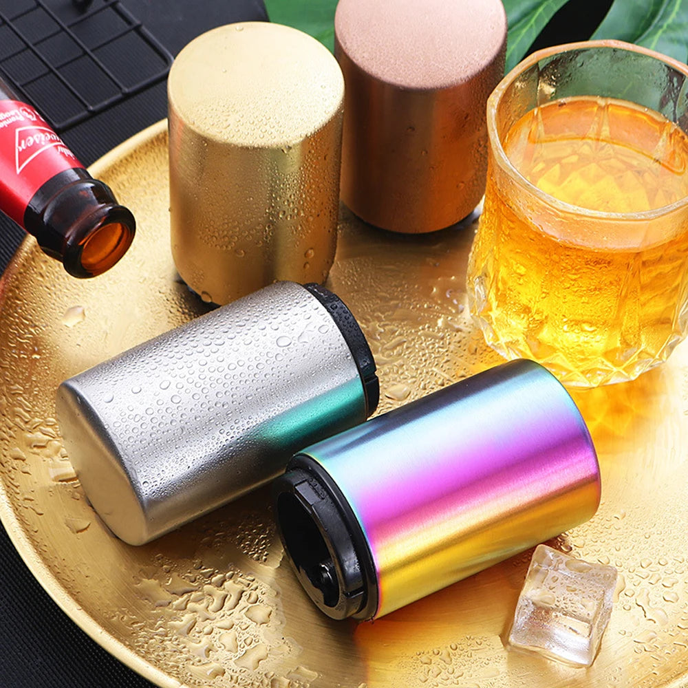 Automatic Beer Bottle Opener - Stainless Steel Magnetic Push Down