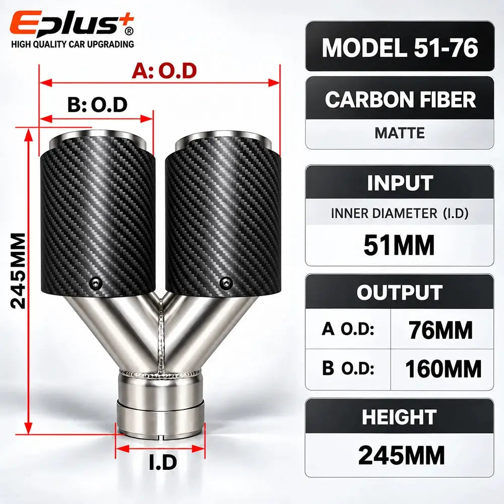 Y Shape Double Exit Carbon Fiber Glossy&Matte Universal Car Exhaust Muffler Tip Mufflers Nozzle Decoration Stainless Silver by InterCyprus Trading Ltd