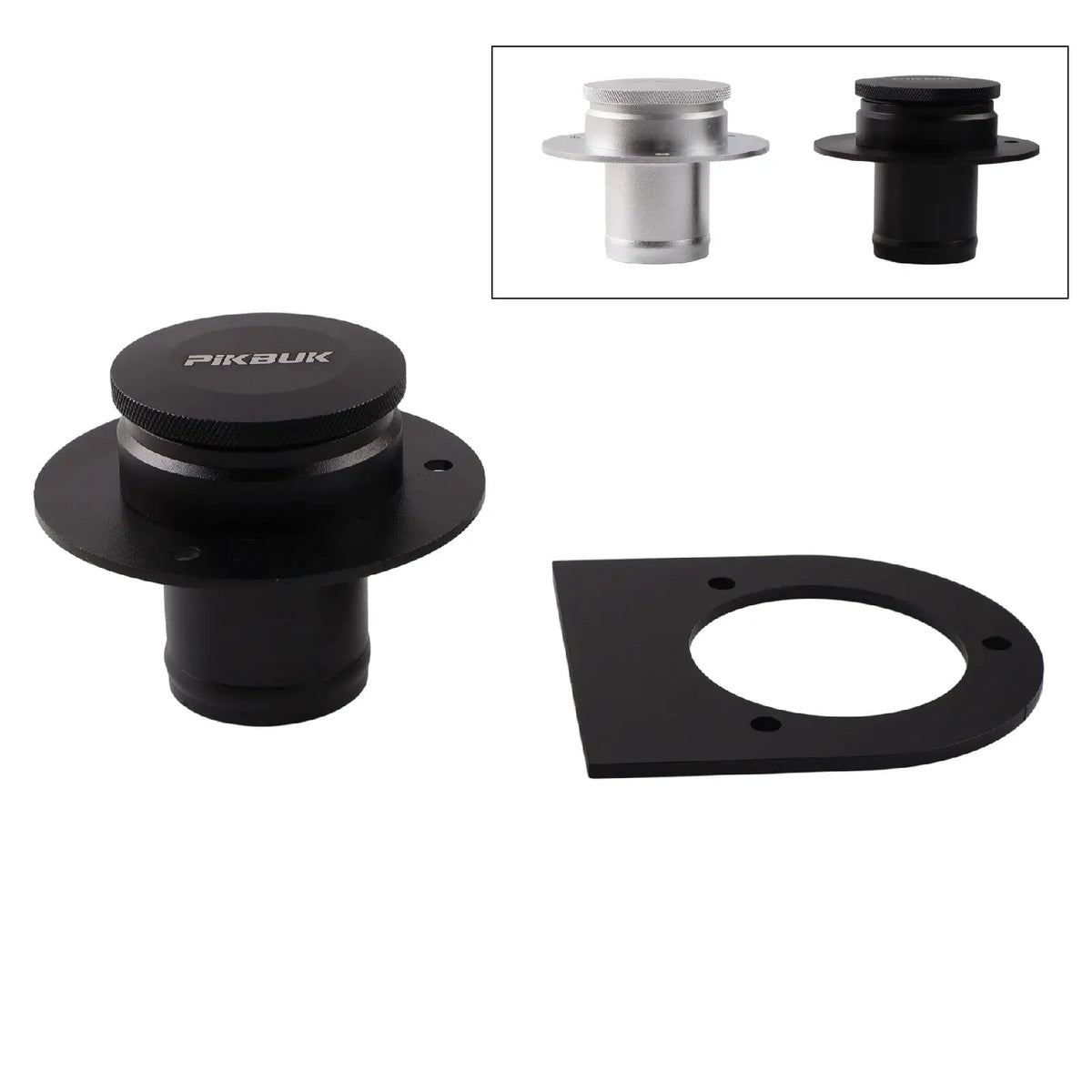 PIKBUK Fuel Tank Cap Assembly with Remote Filler Neck and Weld-On Steel Bracket for 2" Straight Hose 17-2530 by InterCyprus Trading Ltd