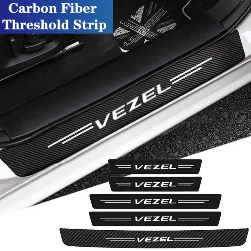 Carbon Fiber Car Door Sill Protector For Honda Vezel Logo