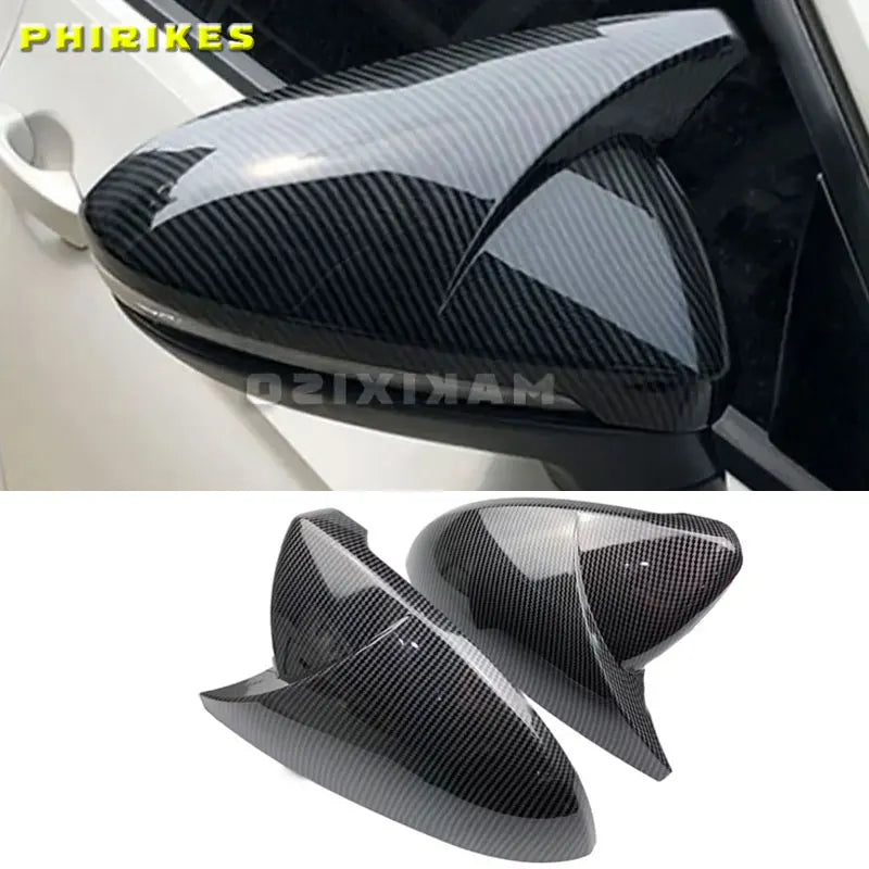 2Pcs Spoguļa Vāciņi Kapsulas Oglekļa Spilgti Melni VW Golf MK7