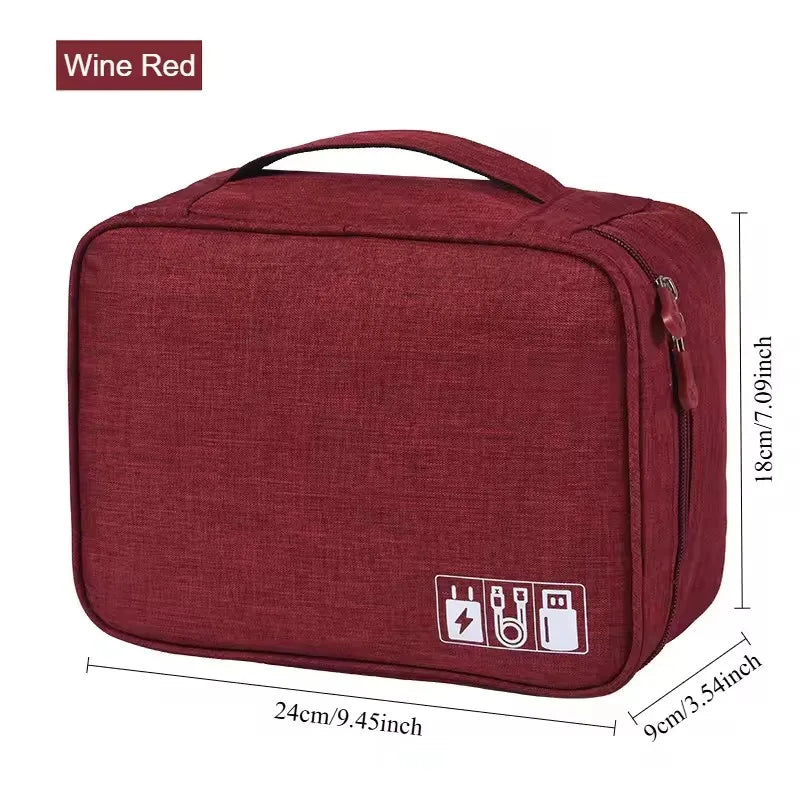 Waterproof USB Cable Organizer &ndash; Travel Ready Slim Design B Wine Red