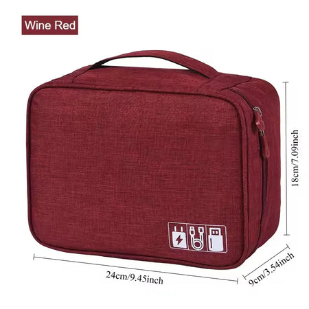 Waterproof USB Cable Organizer &ndash; Travel Ready Slim Design B Wine Red