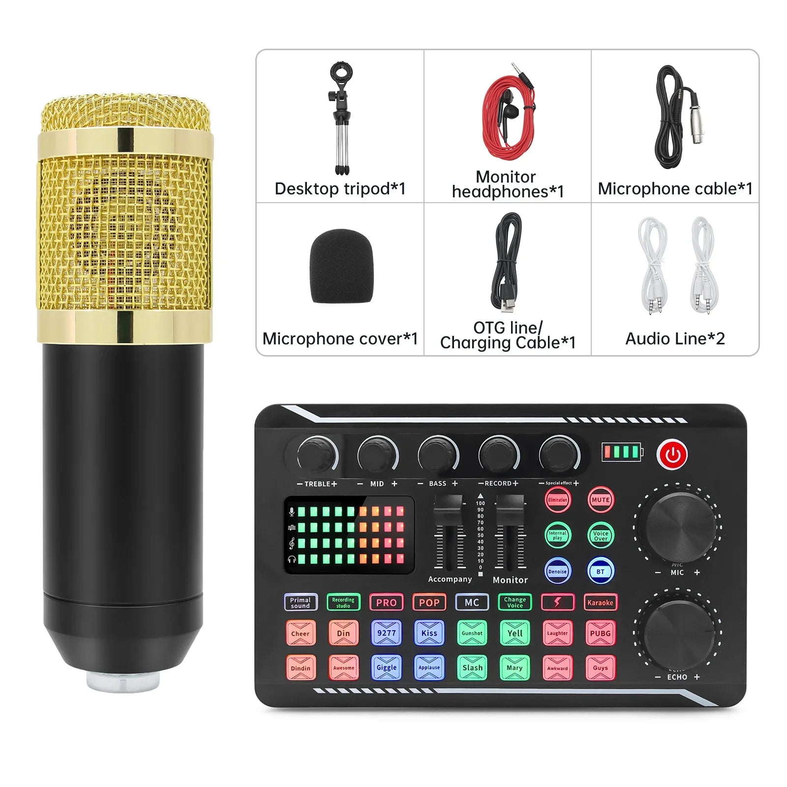 F998 Sound Card + BM800 Microphone DJ Equipment Audio Mixer Kit