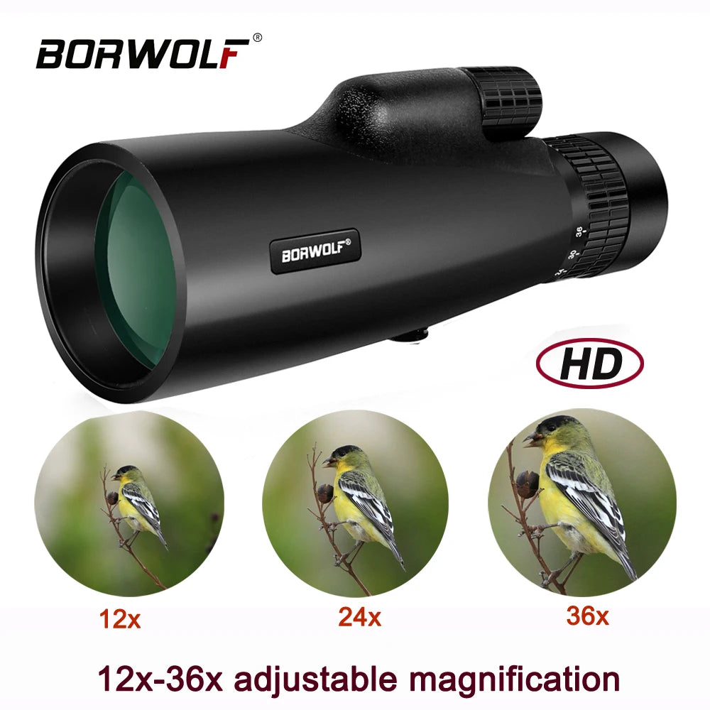 Borwolf 12-36X50 Telescope &ndash; High Power BAK4 Prism Optics