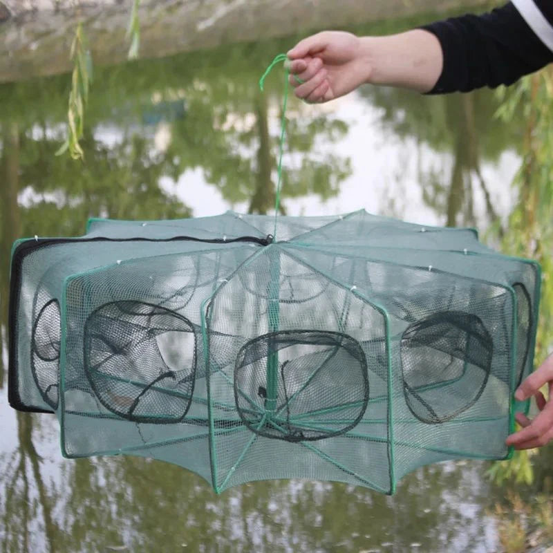 Foldable Fish &amp; Crab Trap: 6 &amp; 8-Hole Automatic Crayfish Catcher