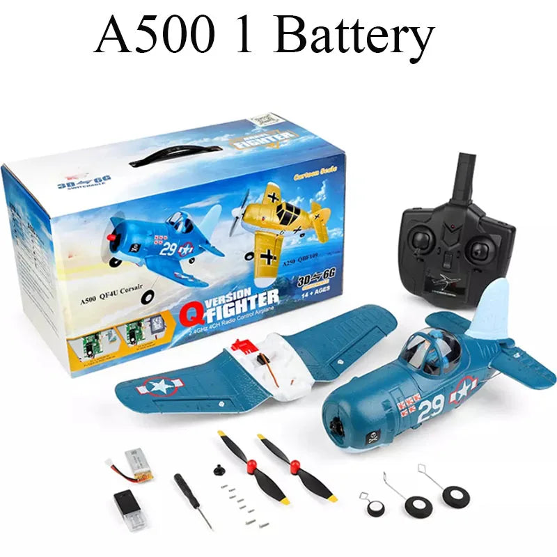 WLtoys F4U A500 4Ch Electric RC Stunt Plane with Six Axis Stability A500 1 Battery