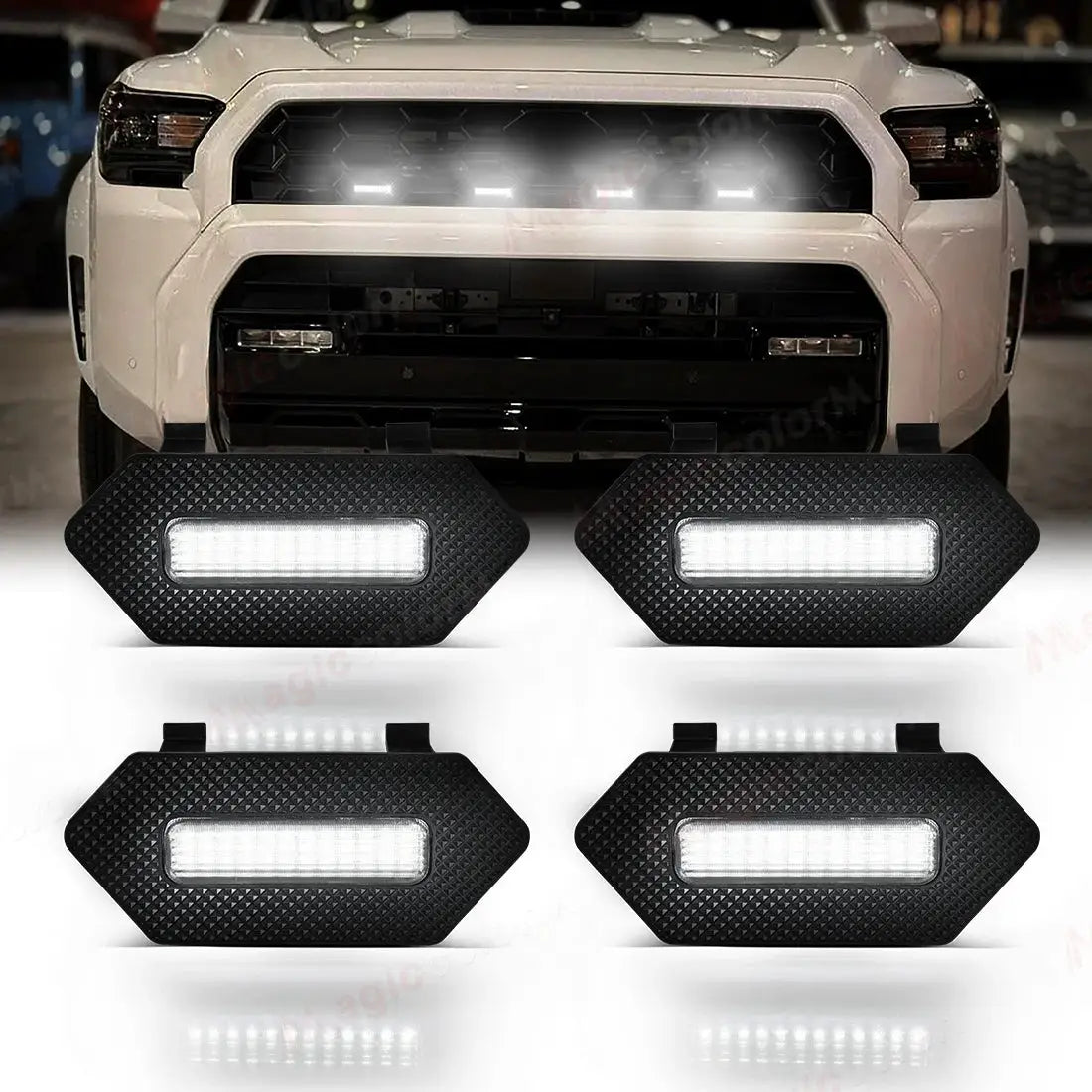 For Toyota 4Runner 4 Runner TRD Pro 2025 Car Grille Lights Front Grill LED DRL White Amber Warning Daylights Car Accessories 4PC by InterCyprus Trading Ltd