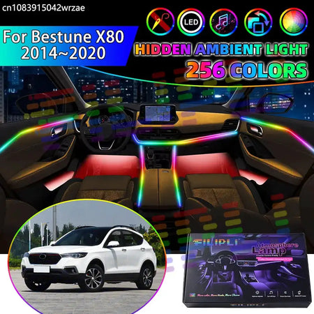 For Bestune X80 2014~2020 2015 RGB Car Interior Ambient Lights Strips Breathing Lighting Kit App Control LED strips Auto Parts by InterCyprus Trading Ltd