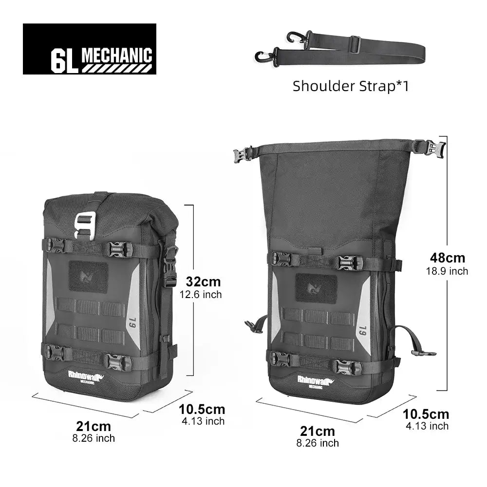Rhinowalk Motorcycle Bumper Edge Bag 6L Waterproof Motor Crash Bar Bag With Support Board Back Panner Side Bag Molle System by InterCyprus Trading Ltd