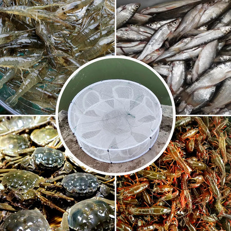Foldable Automatic Fishing Net for Crabs, Lobsters, and More - Durable &amp; Easy to Use