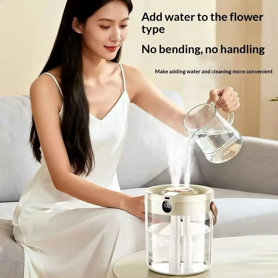 Silent Dual-Spray Humidifier With Digital Display For Bedroom And Office