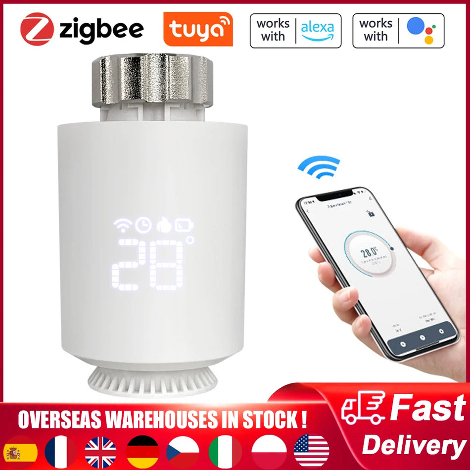 Tuya Zigbee Smart TRV Termostat Värme Termostatisk Radiatorventil Temperaturkontroll För Alexa Google Home Röststyrning