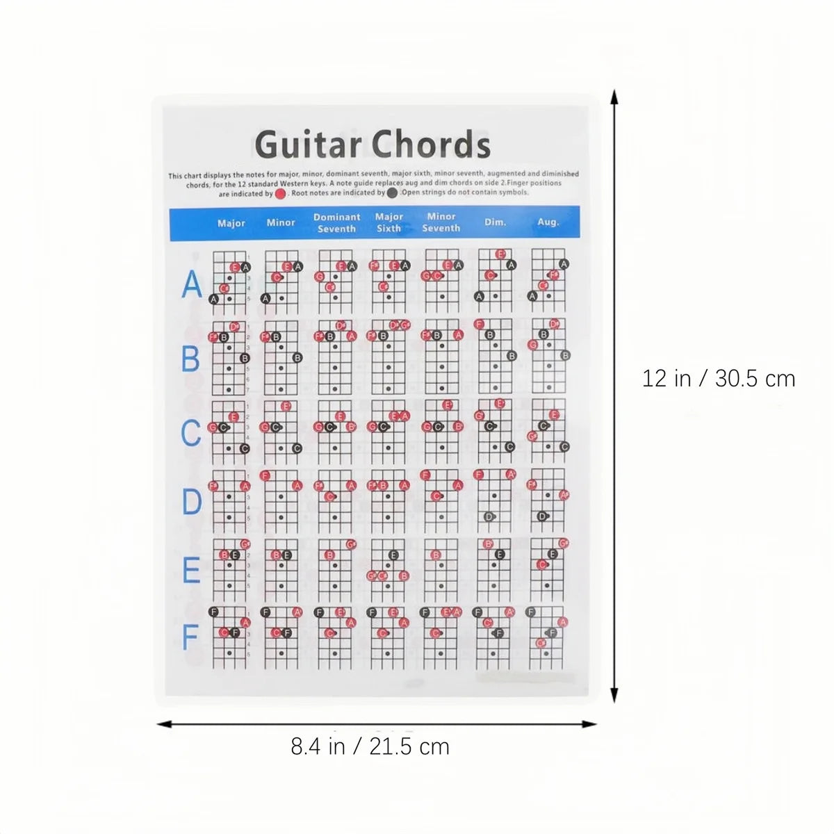 Miwayer Guitar Chord Practice Chart Poster - Compact Guide
