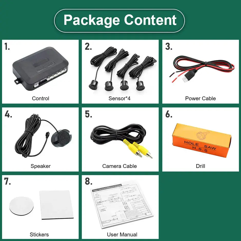AHD Car Video Parking Sensor With Backup Monitor And Reverse Warning Display by InterCyprus Trading Ltd