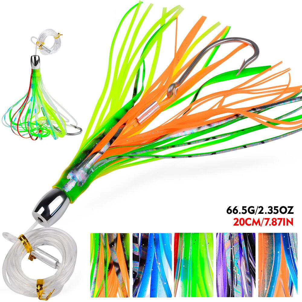 20cm Seawater Fishing Lure - Zinc Alloy Head, Octopus Squid Skirt Bait for Marlin &amp; Tuna