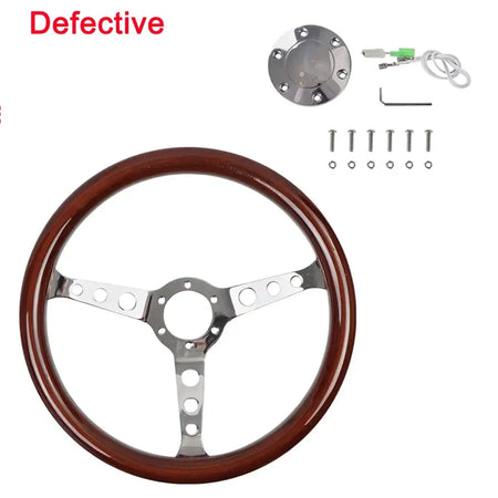 Defective Products Universal 380mm 15' Inch Steering Wheel with Horn Button Kit Copy Wood Car Auto Racing Sport Steering Wheel by InterCyprus Trading Ltd