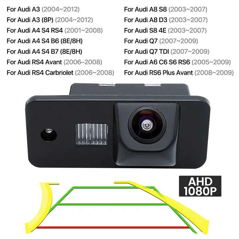 AHD 1080P Car License Plate Light Rear View Reverse Backup Camera For Audi A3 A4 A6 A8 Rs4 RS6 Q5 Q7 2001-2009 Android Unit by InterCyprus Trading Ltd