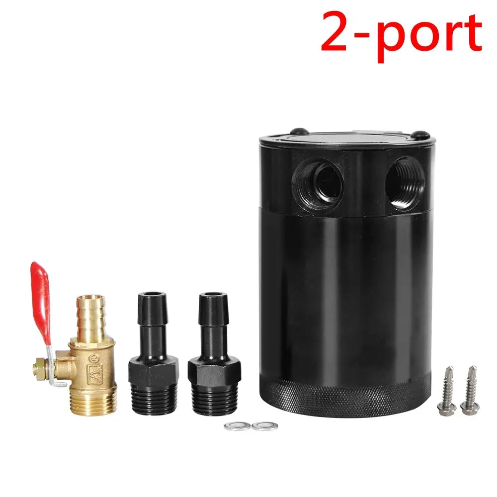 Universal Car Racing Baffled Aluminum 2-Port/3-Port Oil Catch Can Tank Reservoir Separator by InterCyprus Trading Ltd