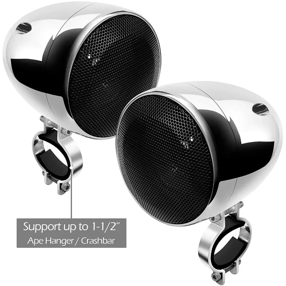 150W Motorcycle Audio System, Waterproof Bluetooth Speakers, 2-Channel Amp