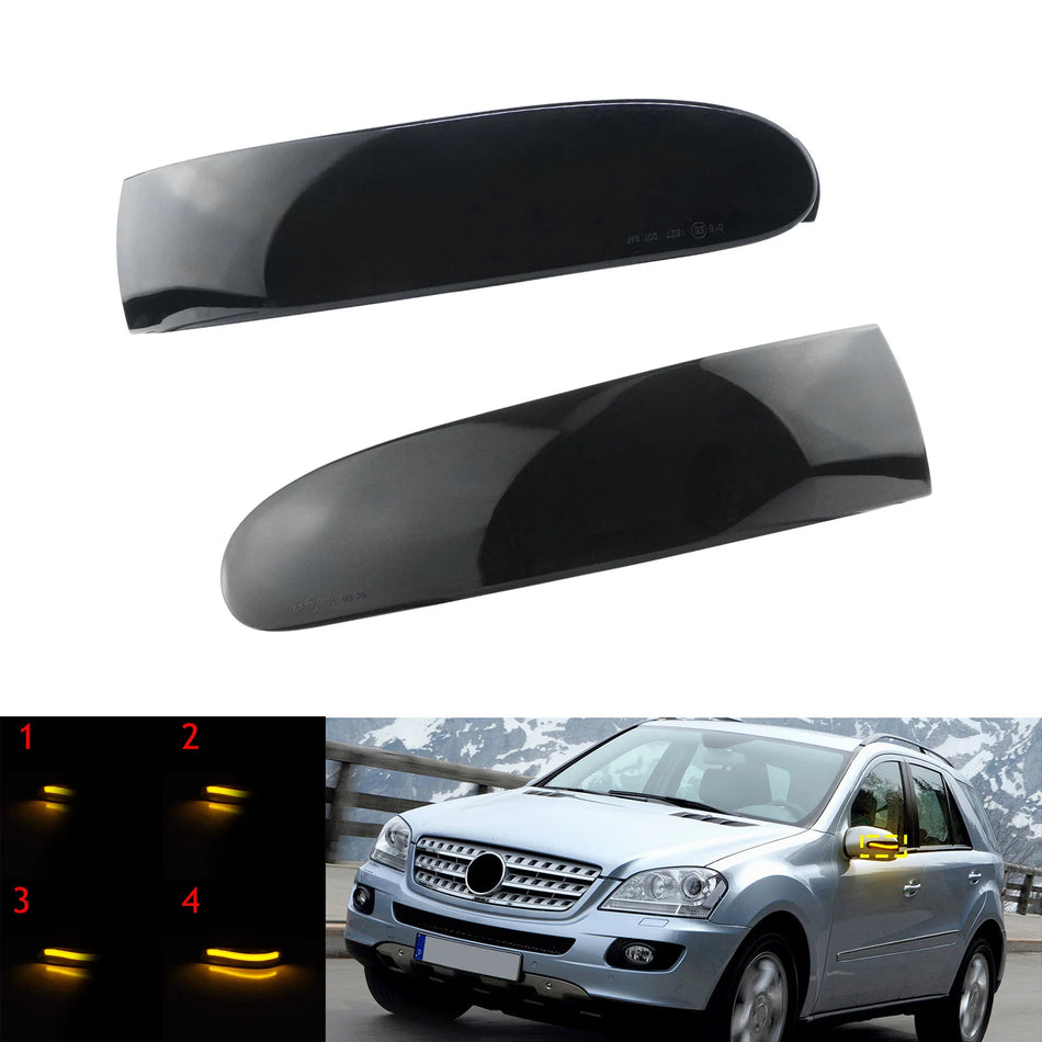 Dynamic LED Wing Mirror Turn Signal Light Smoked Lens for Mercedes-Benz M-Class W164 2005-2008 Pre-Facelift